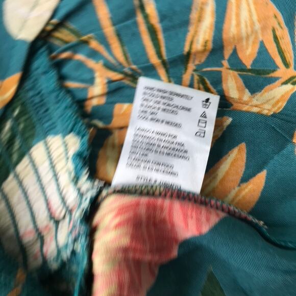 Patrons of Peace Tank Top Women Small Green Halter Ruffle Tropical Coconut Aloha - Picture 9 of 10